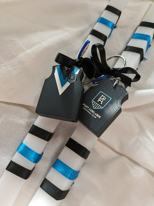 Port Adelaide AFL Guernsey Keyring Candle
