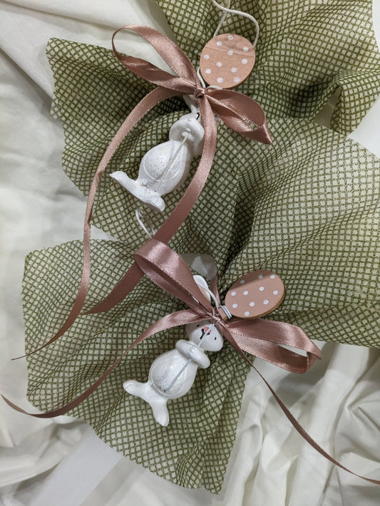 Ceramic Bunny with Balloon Candle