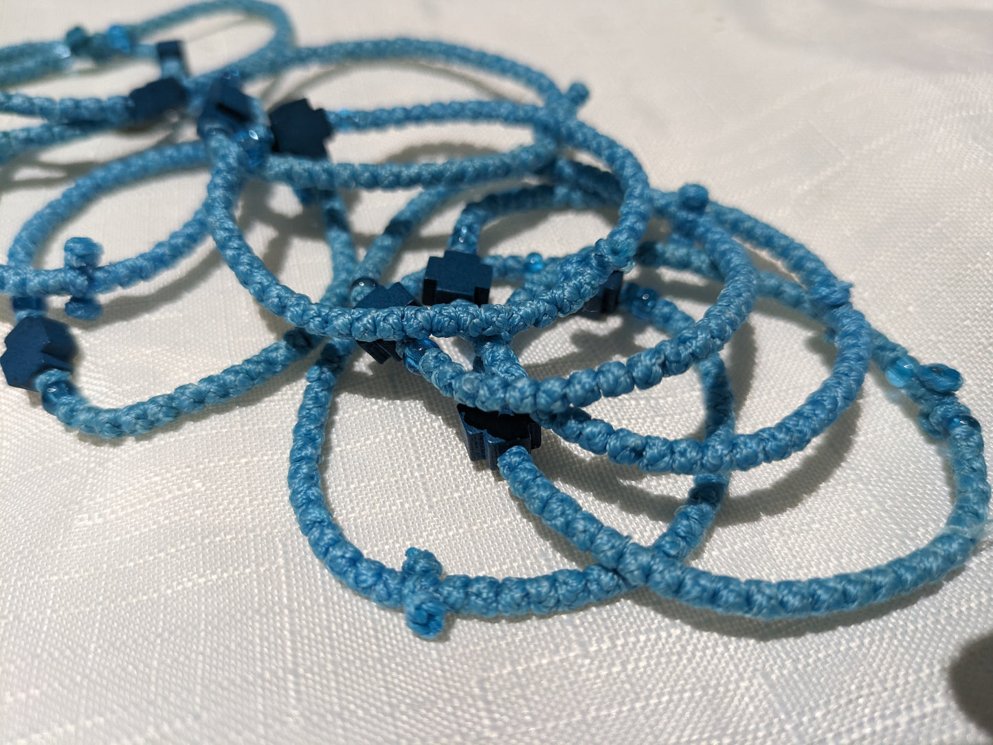 Prayer Rope- Komboskini Blue with wooden cross