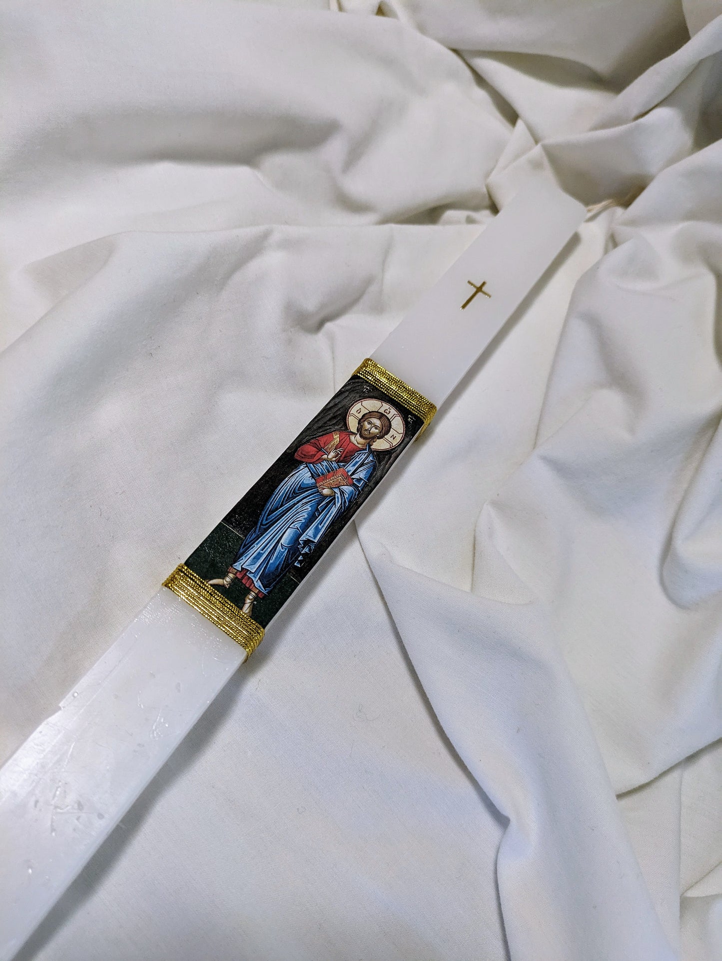 Religious Icon Wrapped Easter Candle