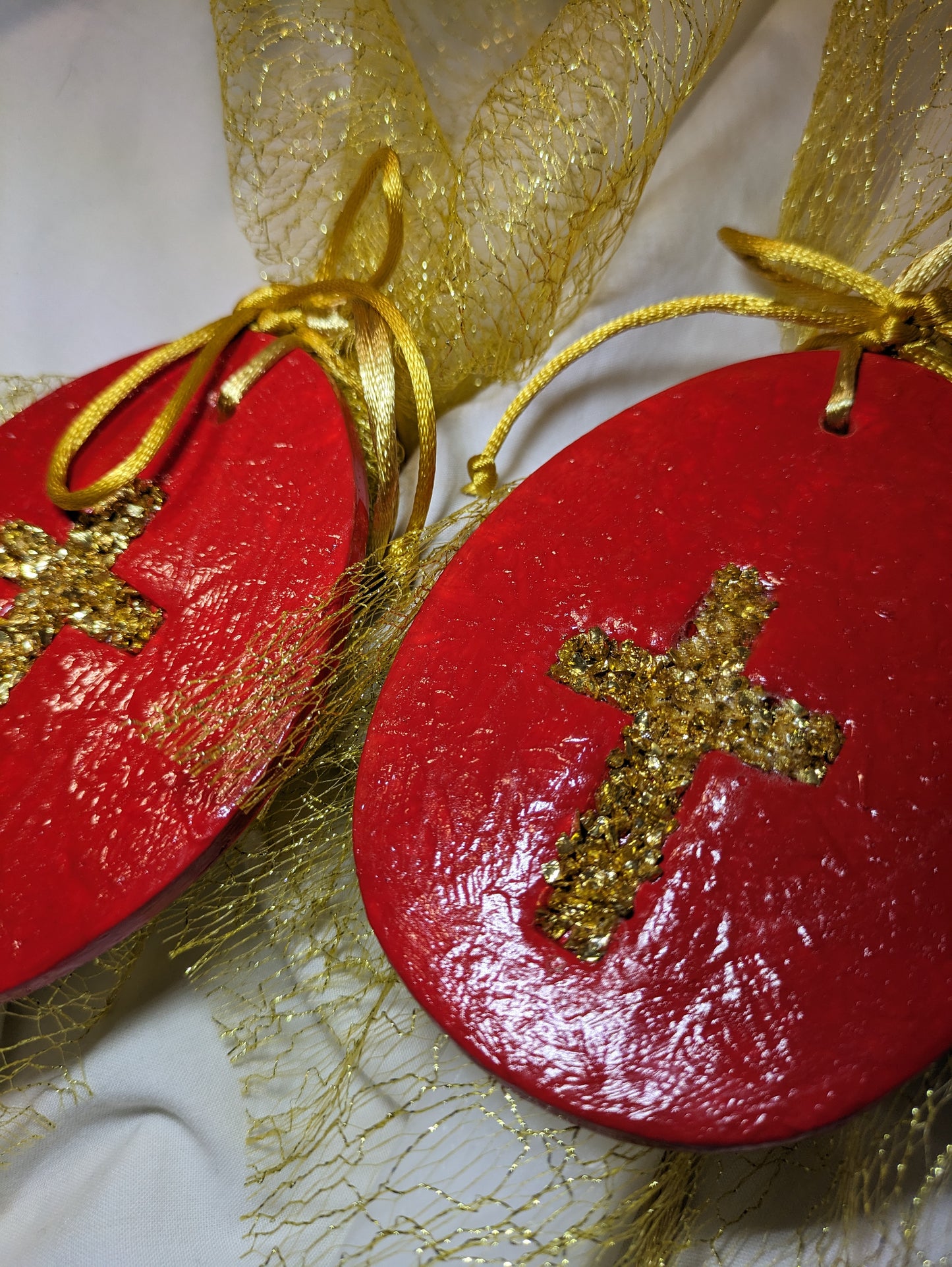 Glass Cross Handpainted Egg Hanging Candle