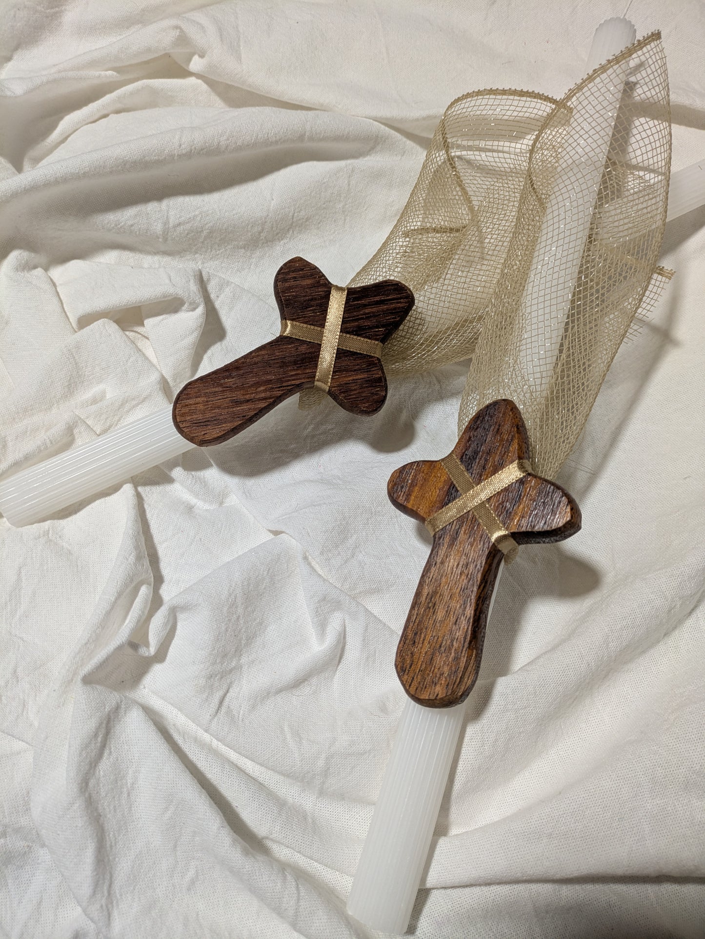 Handmade wooden Prayer Cross candle