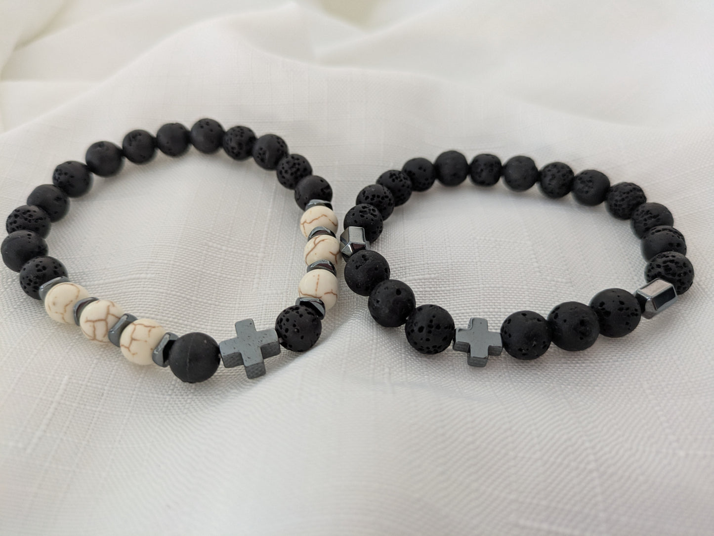 Lava bead cross bracelet