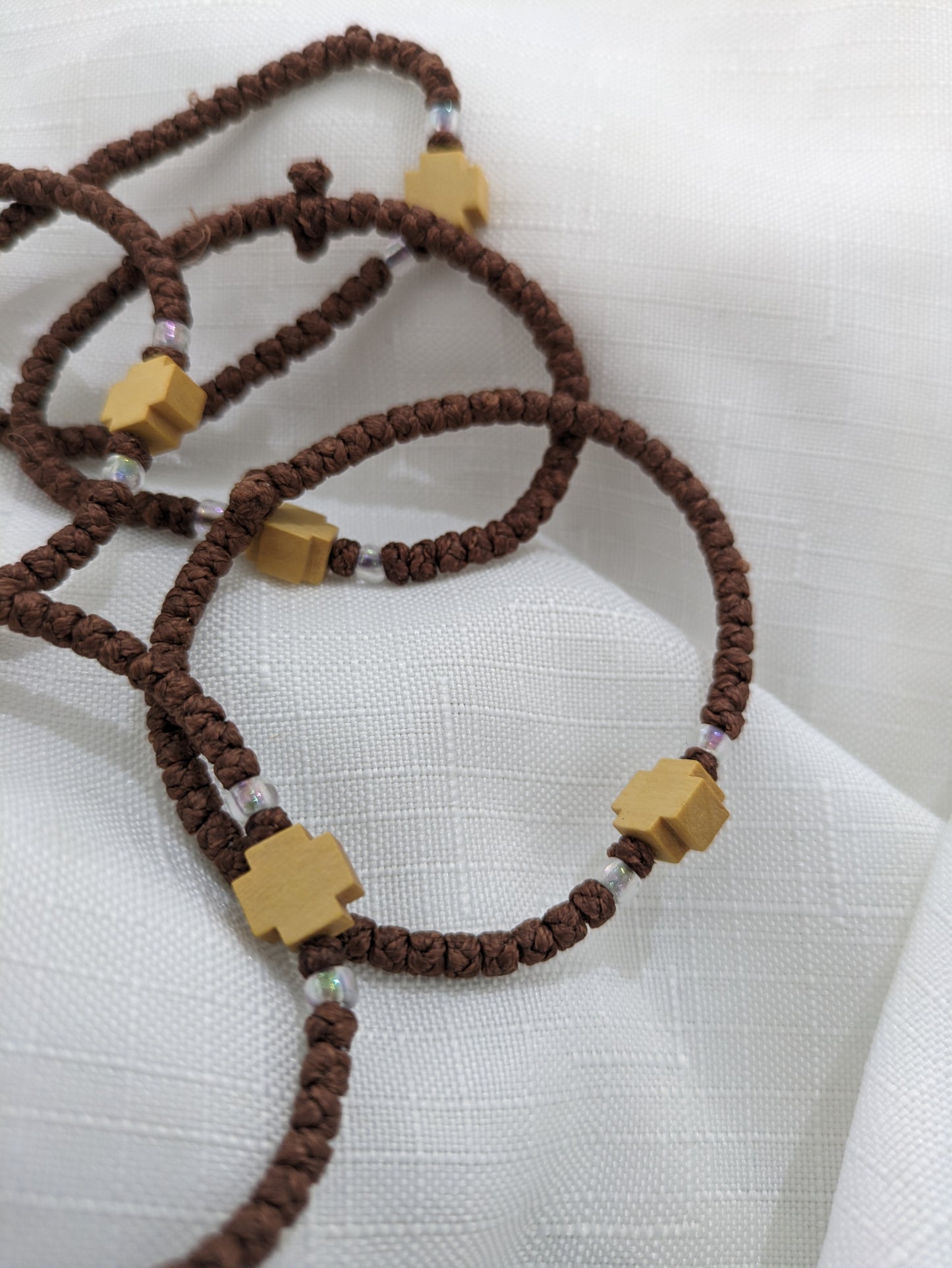 Prayer Rope- Komboskini Brown with wooden cross