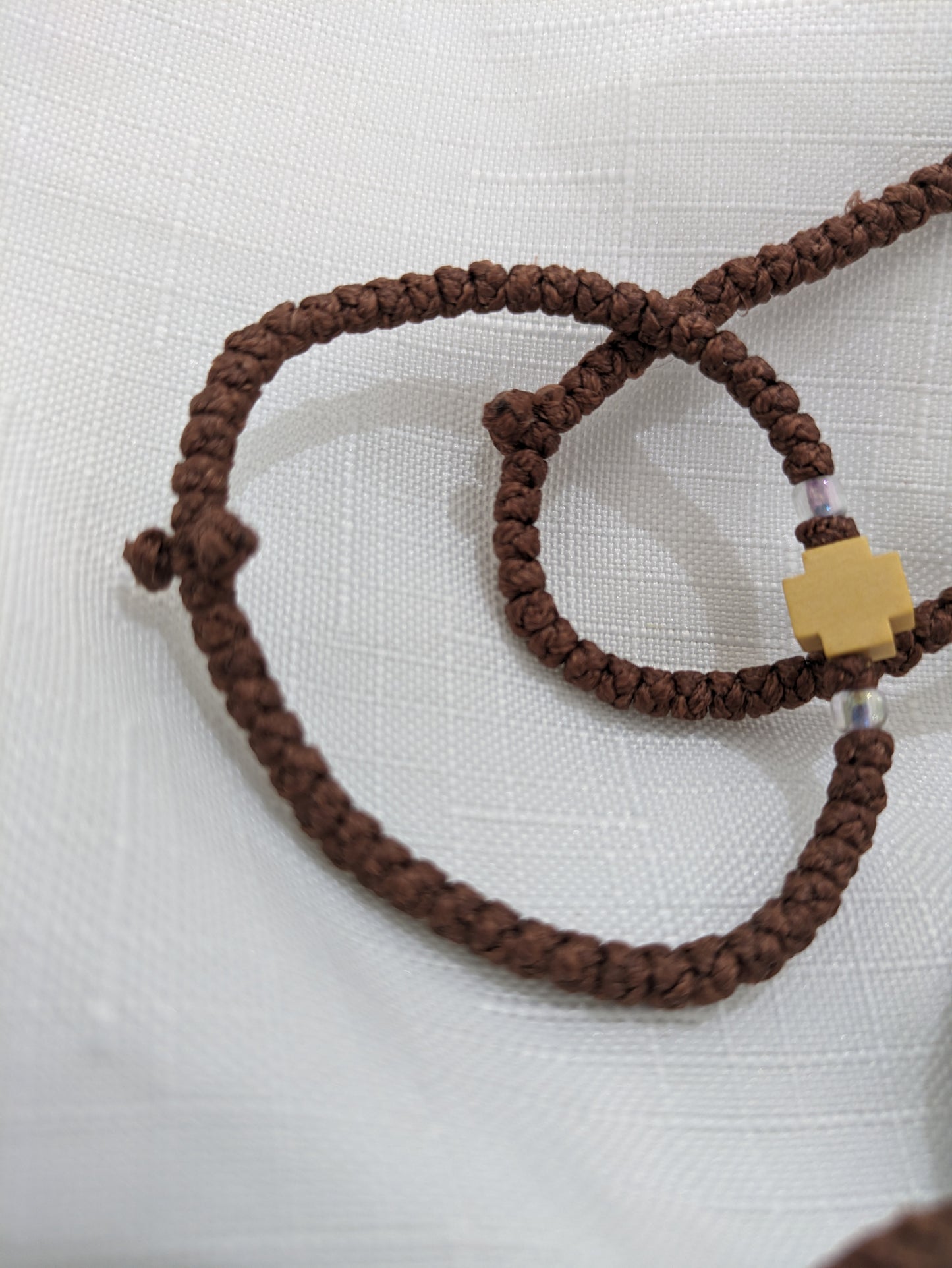 Prayer Rope- Komboskini Brown with wooden cross