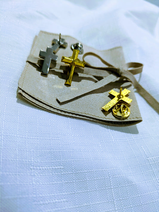 Cross Pin with pouch
