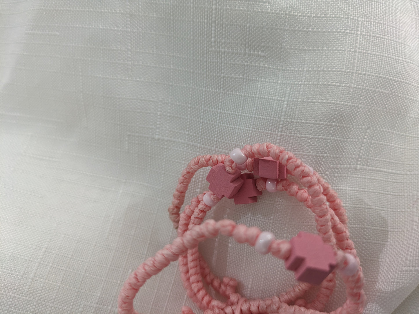 Prayer Rope- Komboskini Pink with wooden cross