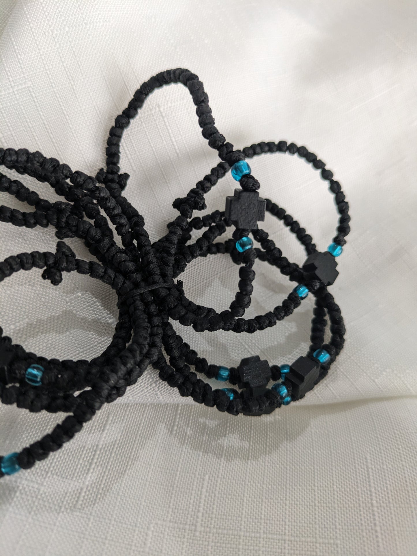 Prayer Rope- Komboskini Black with wooden cross