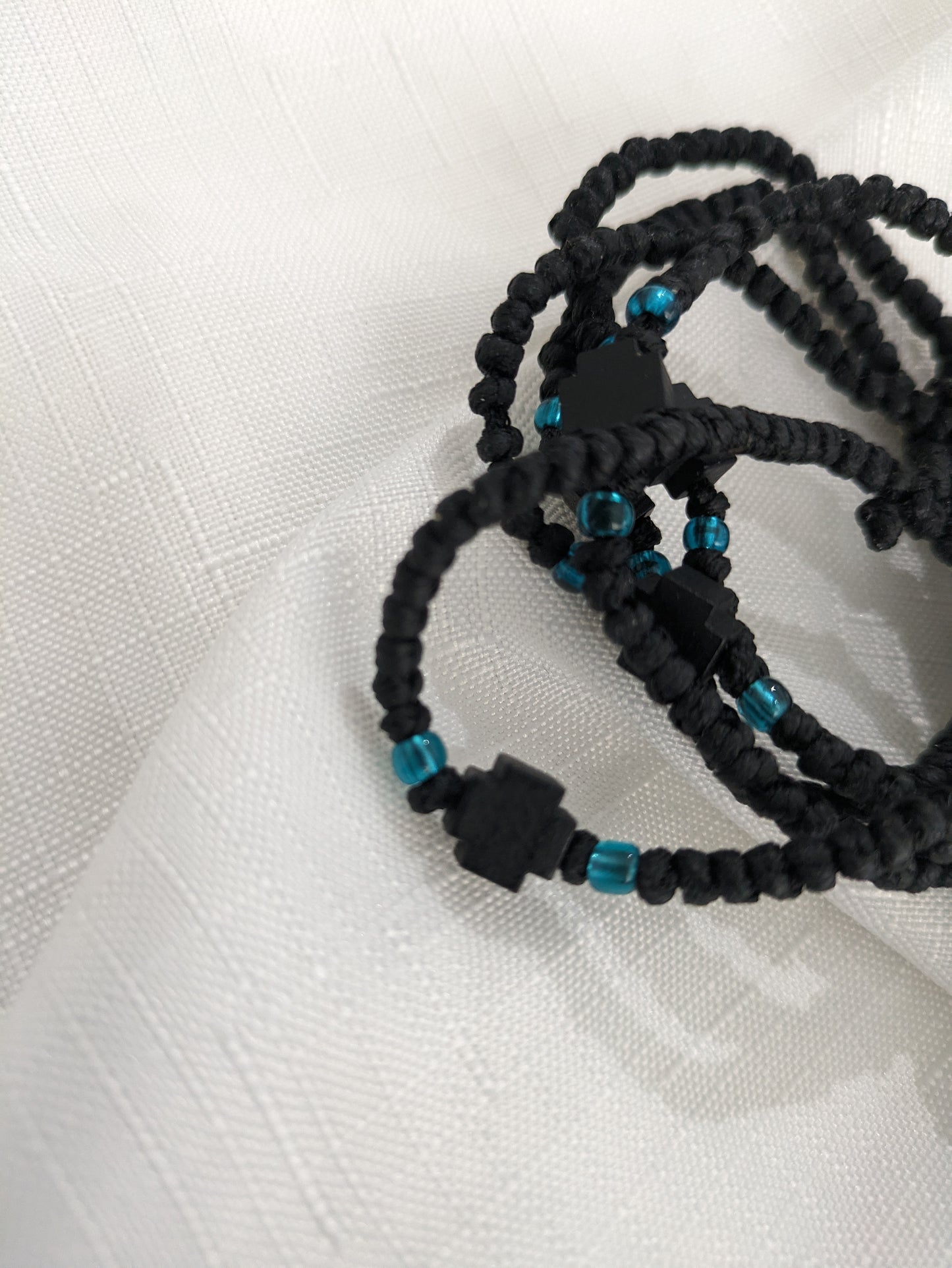 Prayer Rope- Komboskini Black with wooden cross