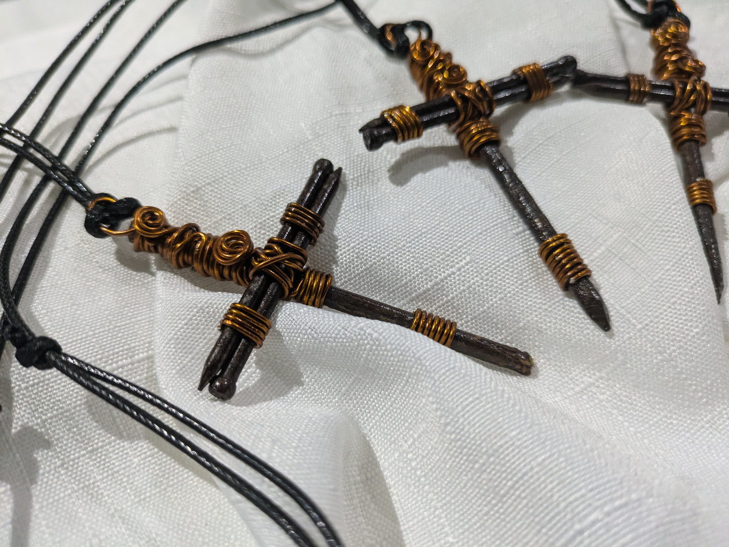 Detailed Handmade Nail Cross Hanging