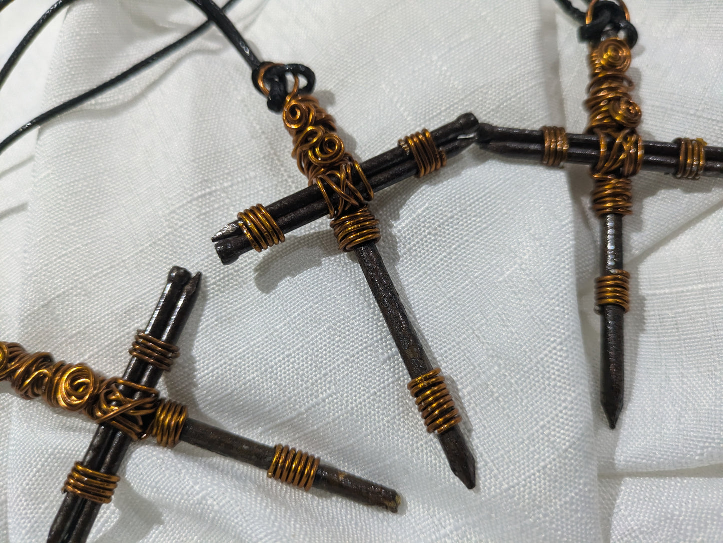 Detailed Handmade Nail Cross Hanging