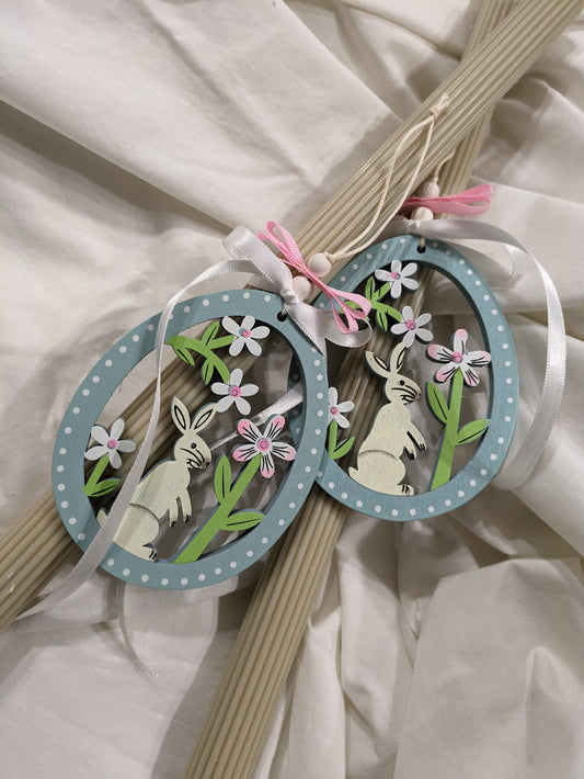 Easter Scenery Hanging on Fluted Candle- Blue