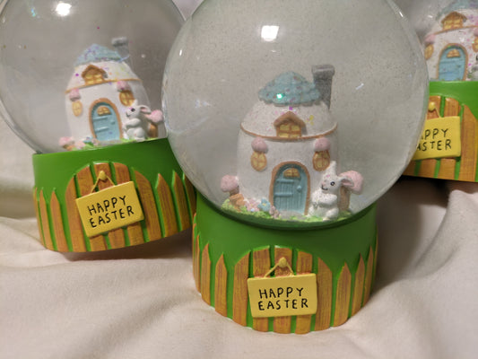 Happy easter house snow dome