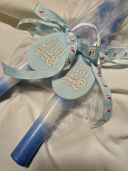 My First Easter Candle- Dark Blue Drip