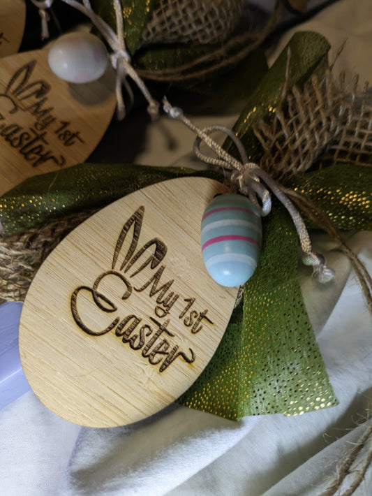 My First Easter Candle- Wood look theme.