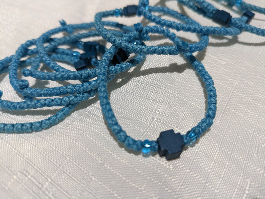 Prayer Rope- Komboskini Blue with wooden cross