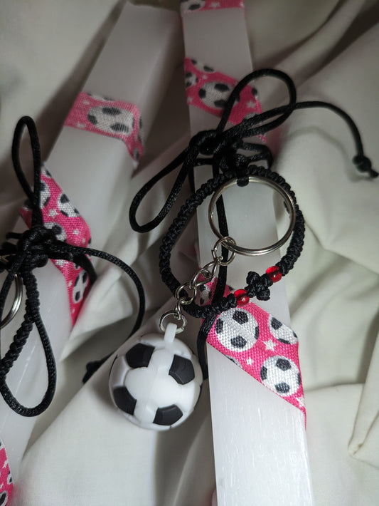 Soccer Keyring & Komboskini Candle for her.