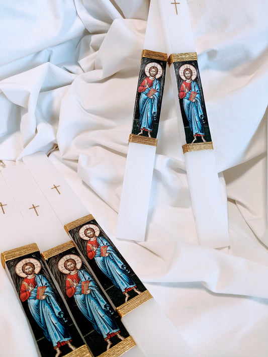 Religious Icon Wrapped Easter Candle