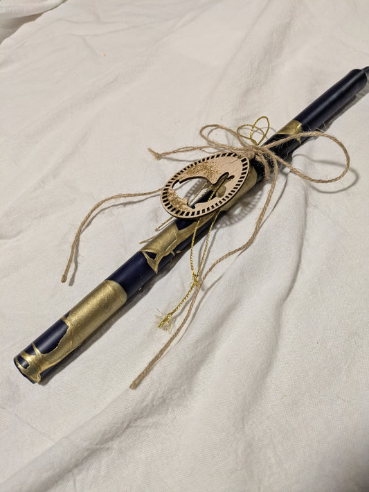 Bunny silhouette navy gold drip