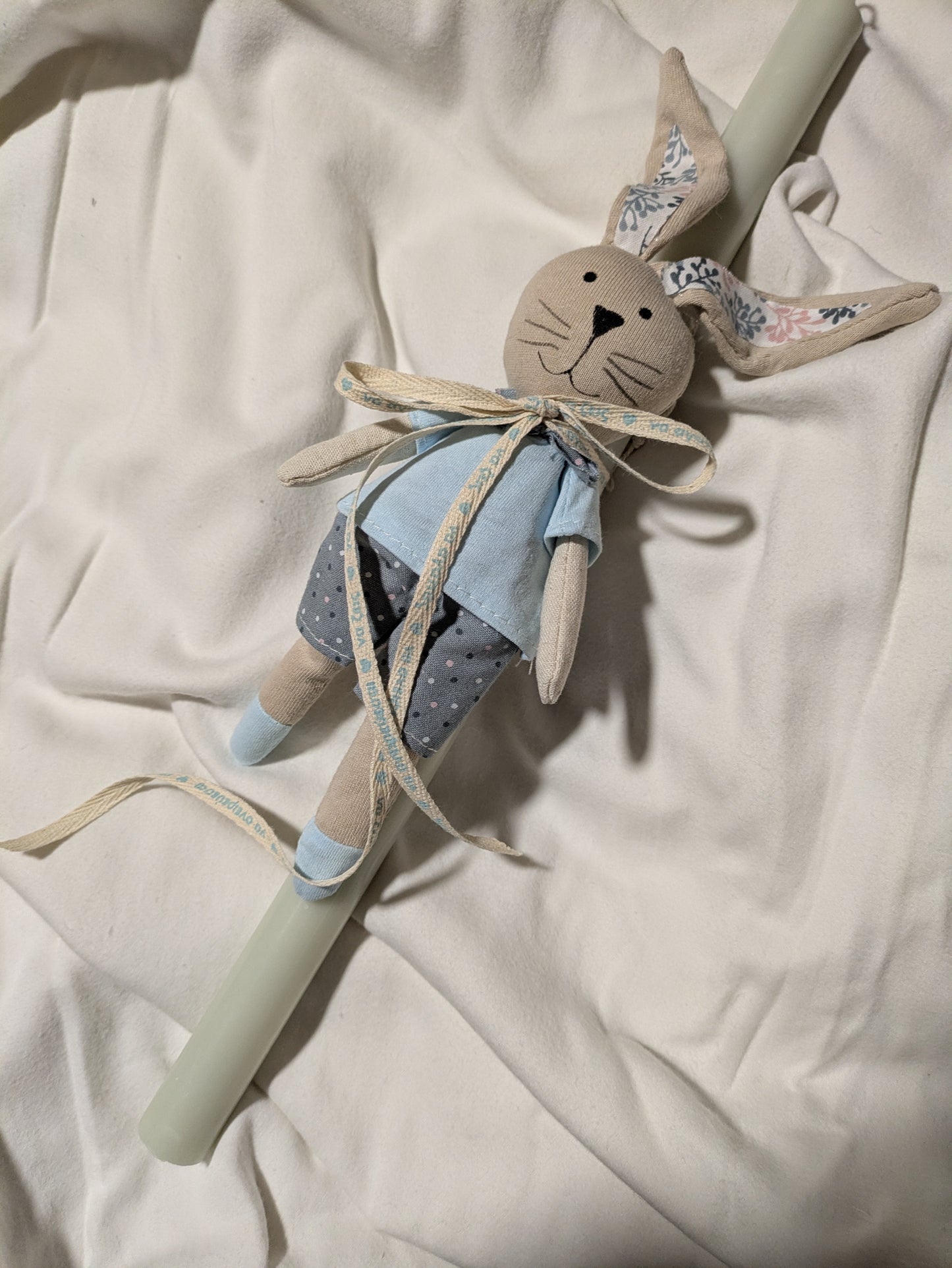 Well wishes boy bunny candle