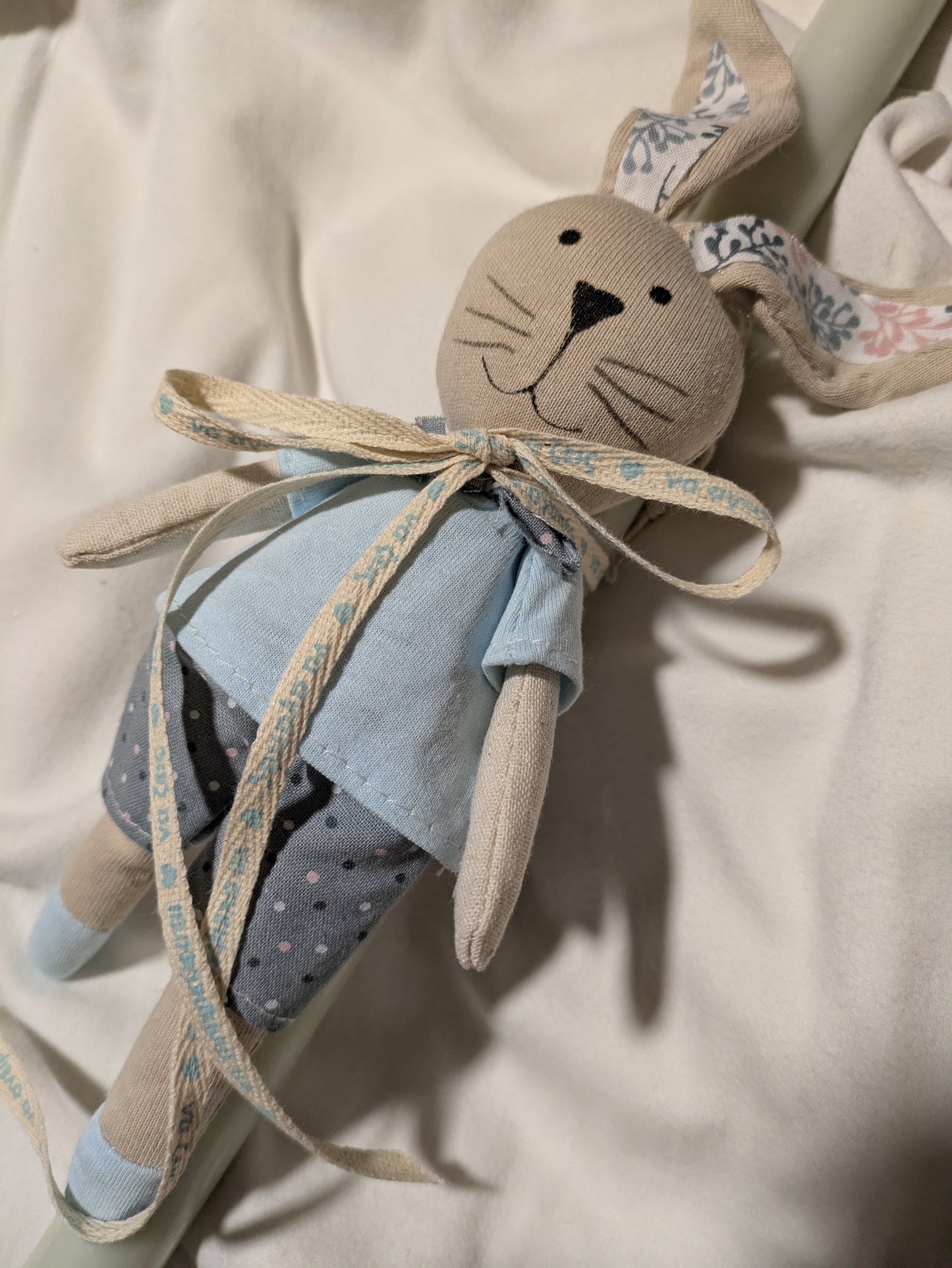 Well wishes boy bunny candle