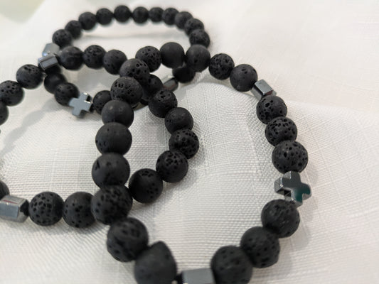 Lava bead cross bracelet