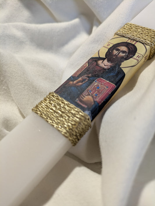 Jesus Icon Wrapped Easter Candle