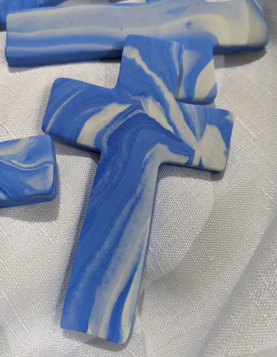 Marbled Cross Fridge Magnet